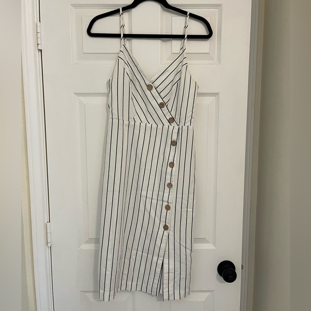 Forever 21 Black and White Striped Midi Dress